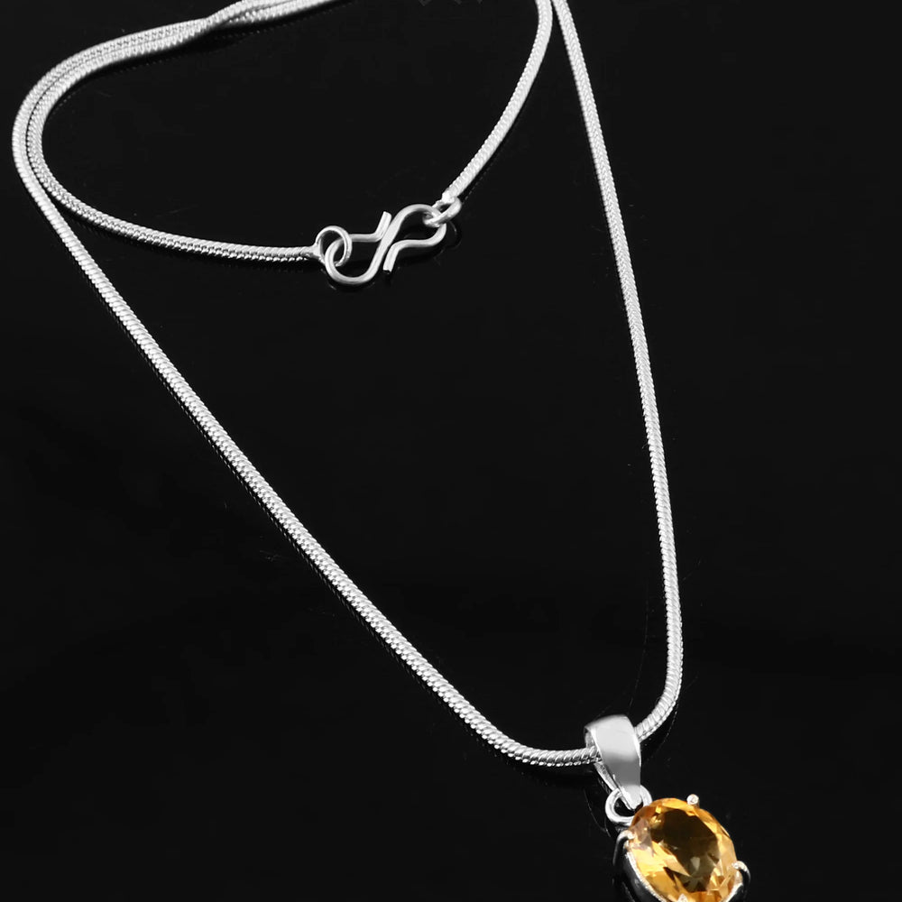 Citrine Cut Stone Pendant Oval Shape