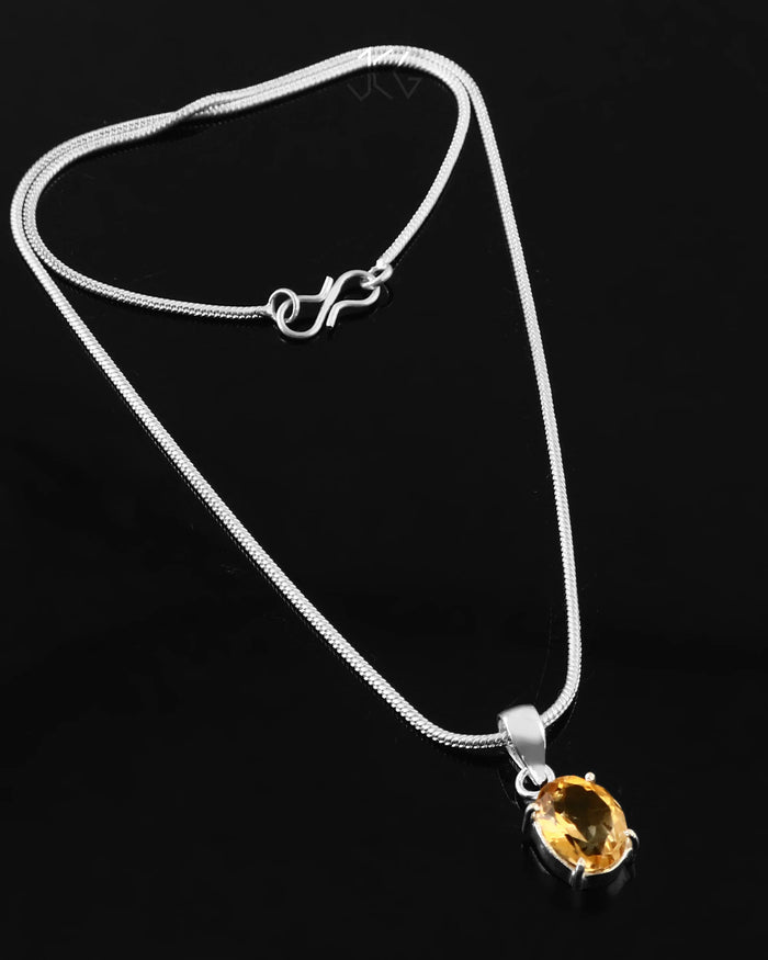 Citrine Cut Stone Pendant Oval Shape