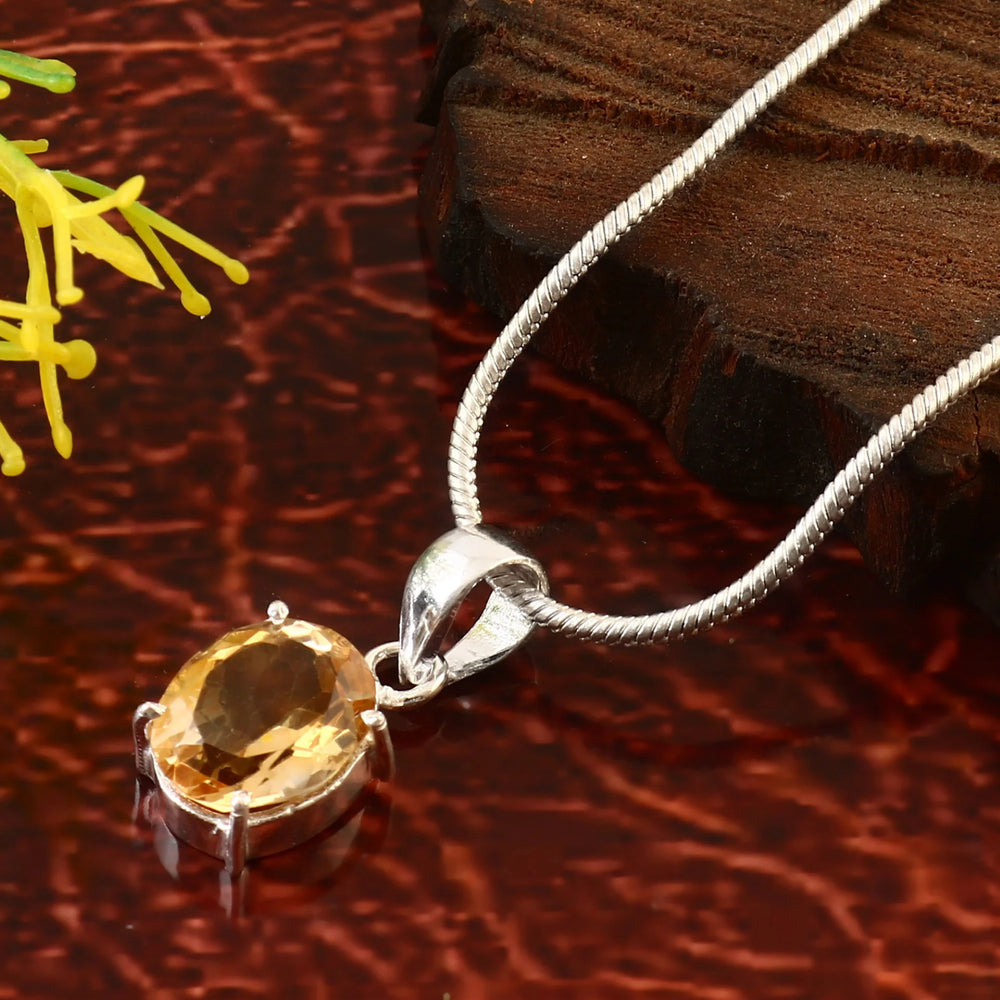 Citrine Cut Stone Pendant Oval Shape