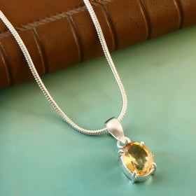 Citrine Cut Stone Pendant Oval Shape