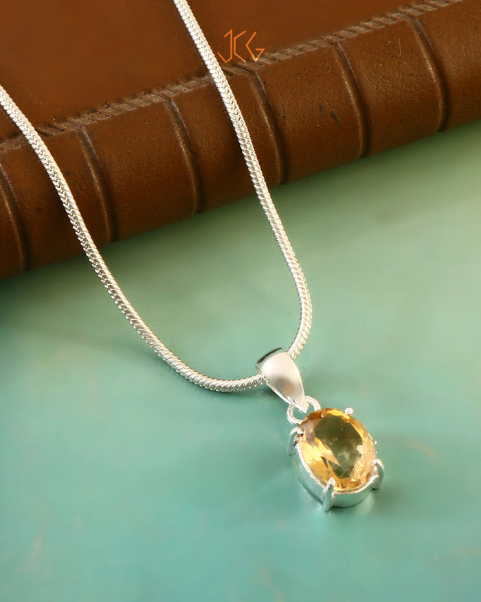 Citrine Cut Stone Pendant Oval Shape
