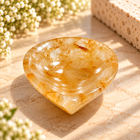 Natural Citrine Crystal Diya (With Certificate)