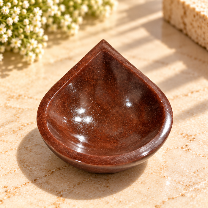 Natural Coffee Jasper Crystal Diya (With Certificate)