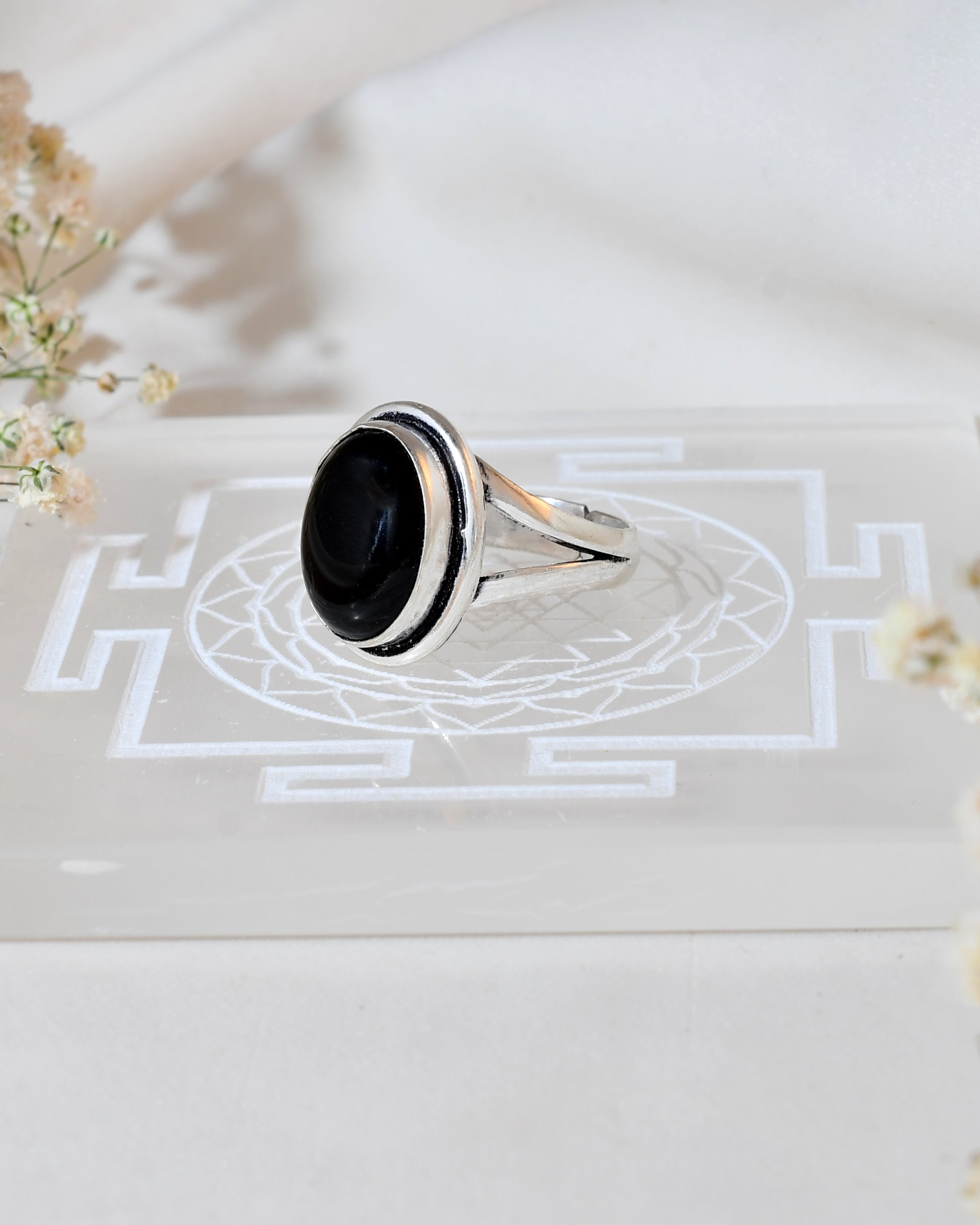 NATURAL BLACK OBSIDIAN RING