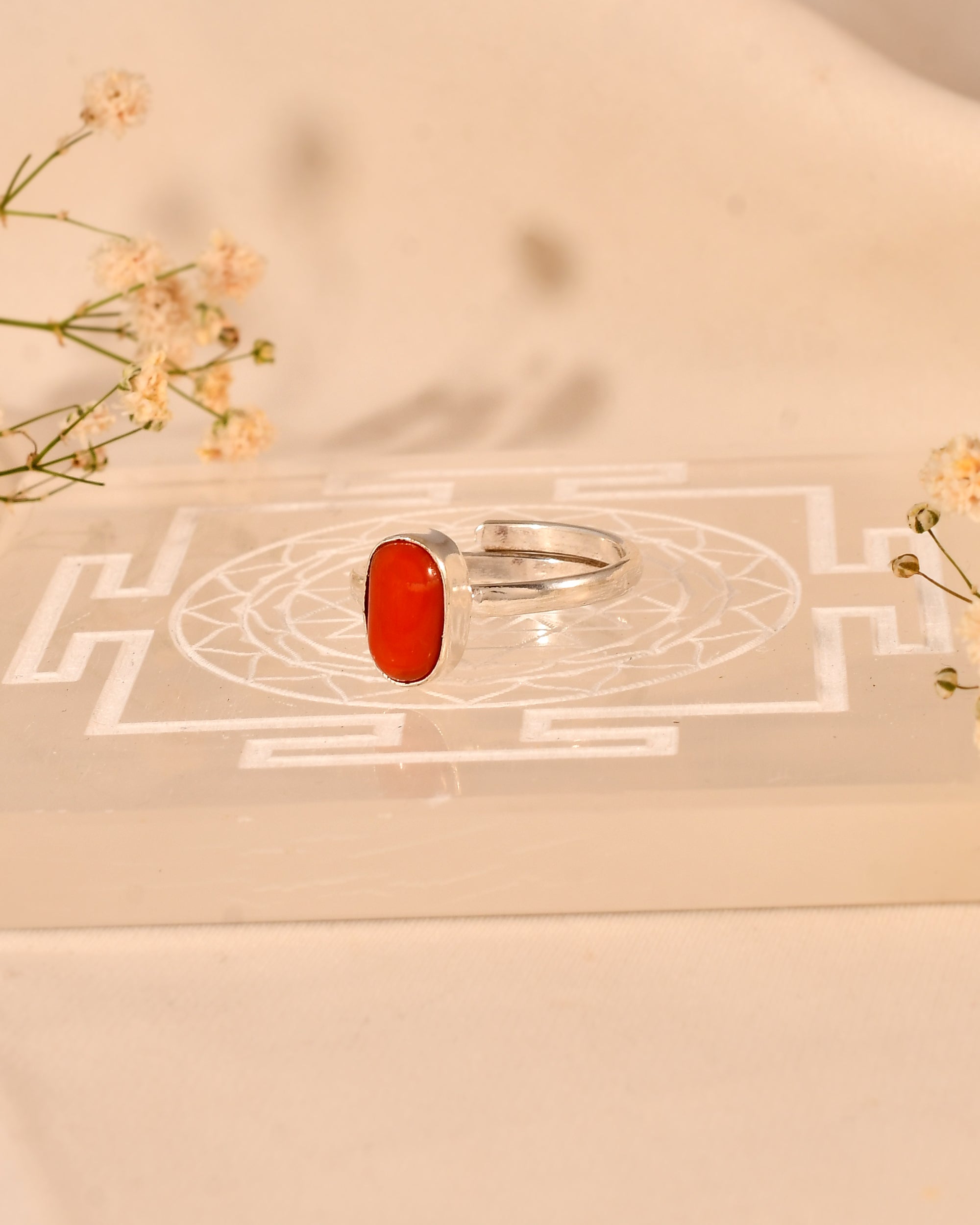 NATURAL CORAL   RING  (MOONGA) GEMSTONE
