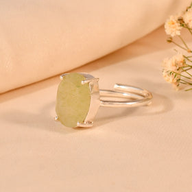 Natural Light Green Aventurine Cut Stone Ring