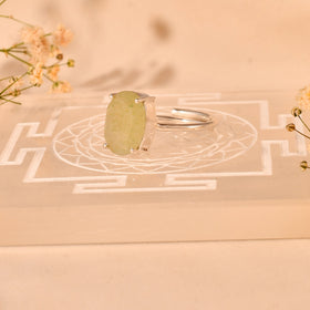 Natural Light Green Aventurine Cut Stone Ring