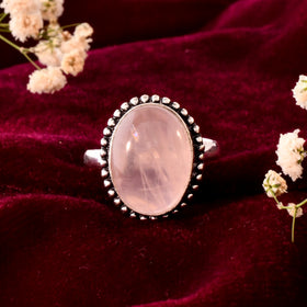 NATURAL ROSE QUARTZ RING