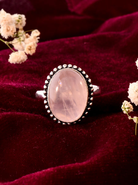 NATURAL ROSE QUARTZ RING