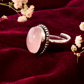 NATURAL ROSE QUARTZ RING