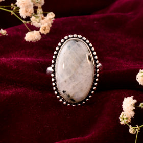NATURAL RAINBOW MOONSTONE  RING 100% Natural Gemstone