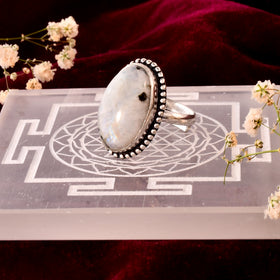 NATURAL RAINBOW MOONSTONE  RING 100% Natural Gemstone