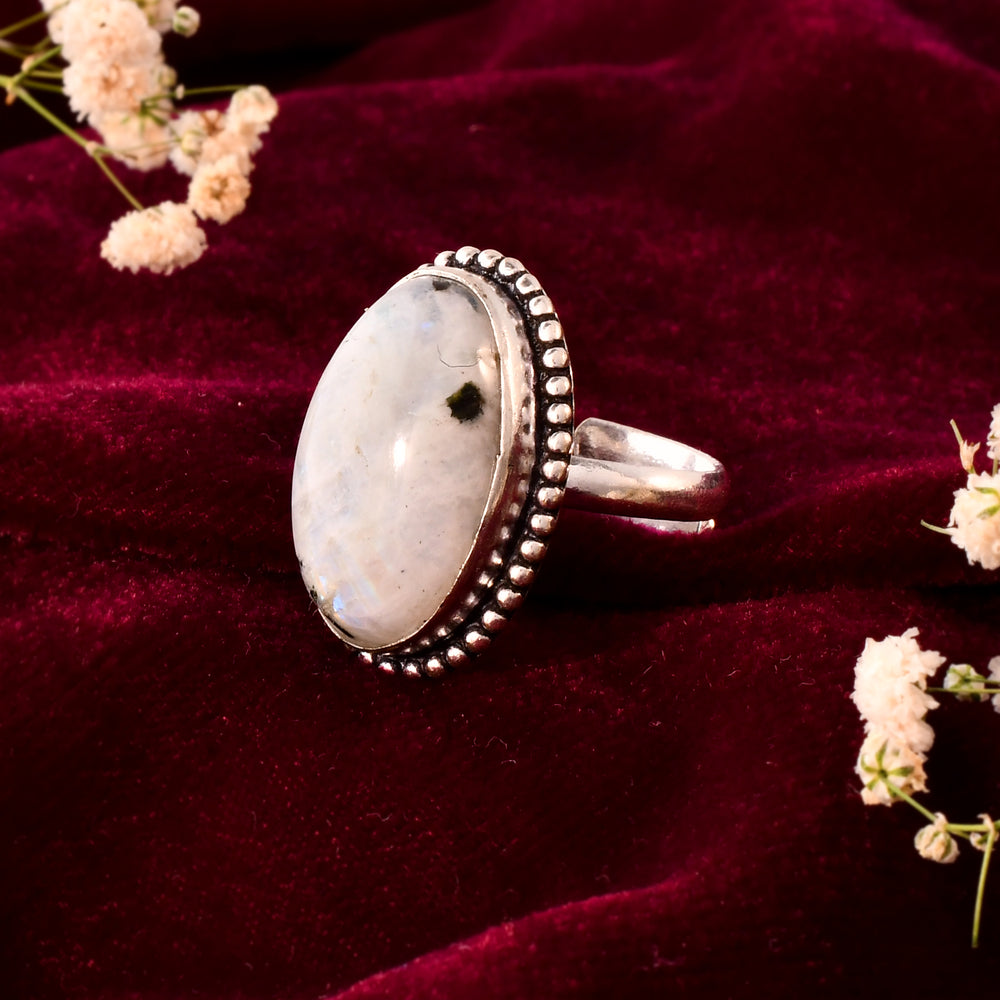 NATURAL RAINBOW MOONSTONE  RING 100% Natural Gemstone