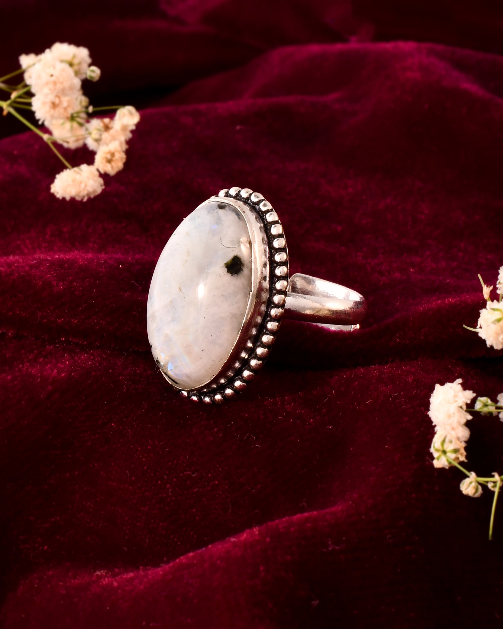 NATURAL RAINBOW MOONSTONE  RING 100% Natural Gemstone