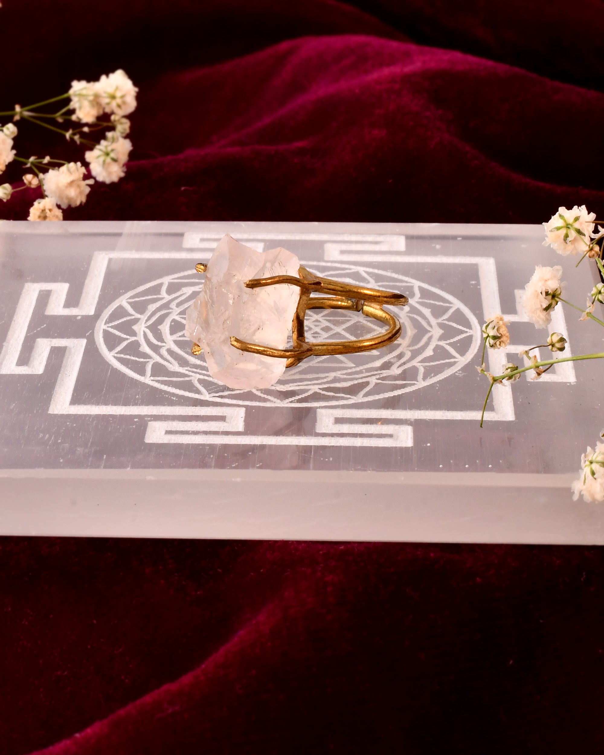 NATURAL CLEAR QUARTZ  RAW RING 100% Natural Gemstone