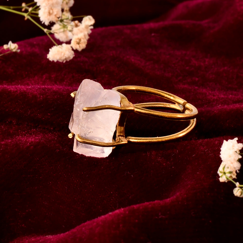 NATURAL CLEAR QUARTZ  RAW RING 100% Natural Gemstone