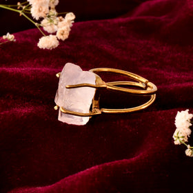 NATURAL CLEAR QUARTZ  RAW RING 100% Natural Gemstone
