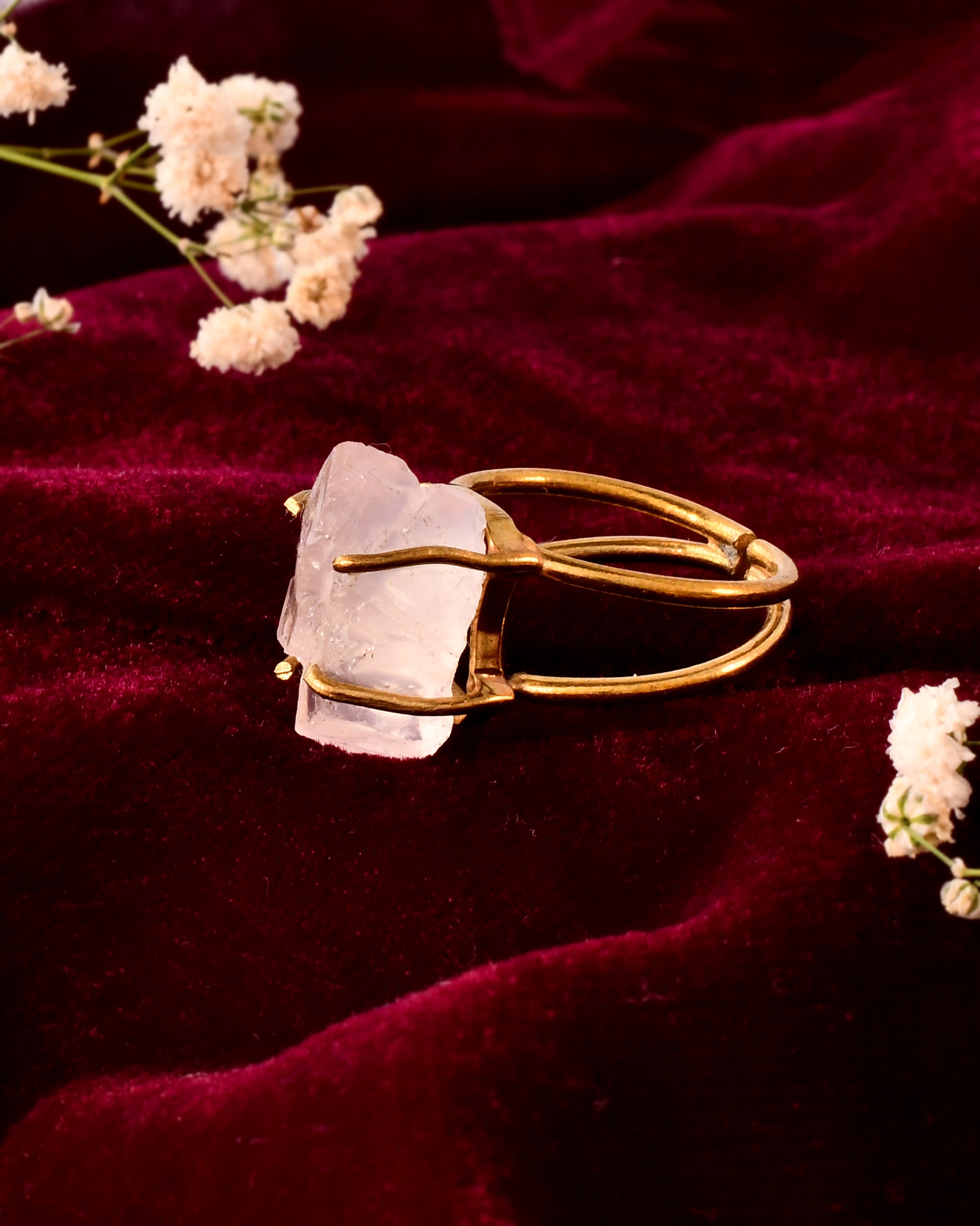 NATURAL CLEAR QUARTZ  RAW RING 100% Natural Gemstone