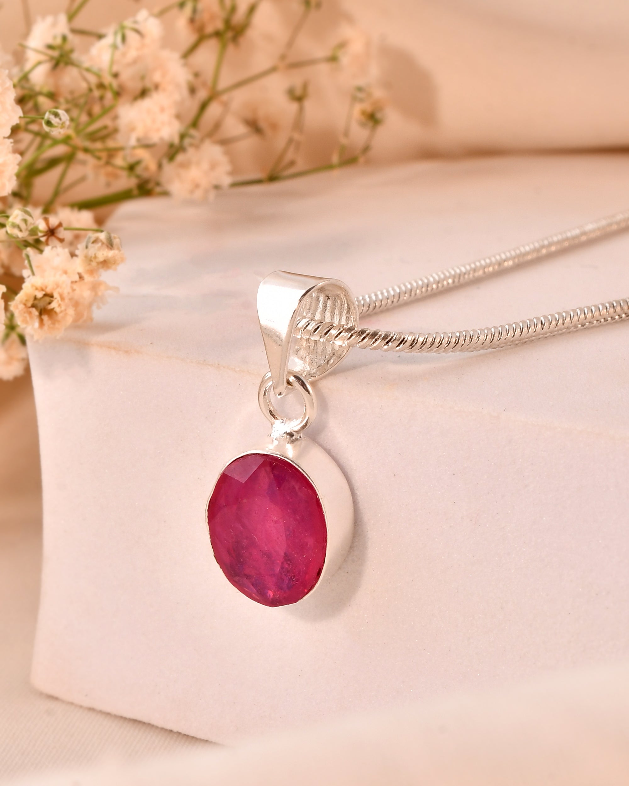 Natural Faceted Ruby Pendant