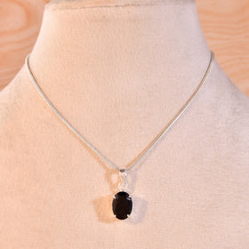 Natural Black Tourmaline Faceted Pendant Oval Shape