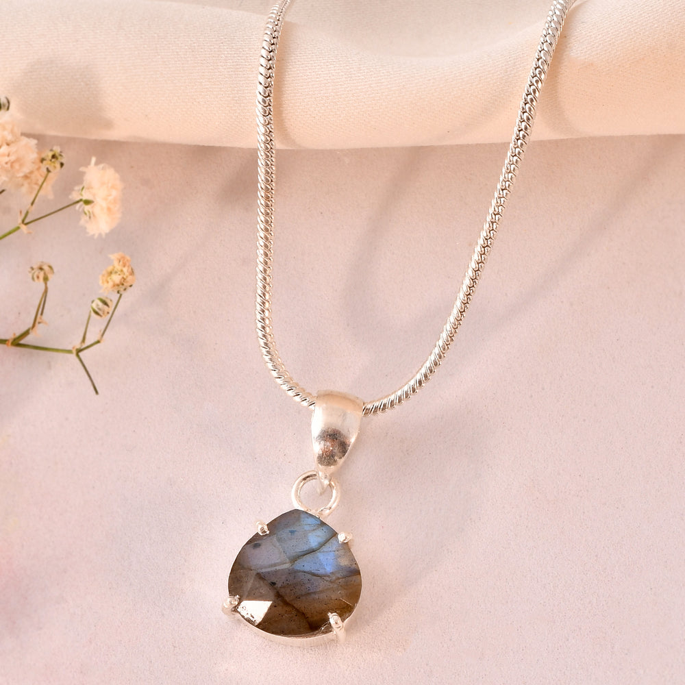 Natural Faceted Labradorite Pendant