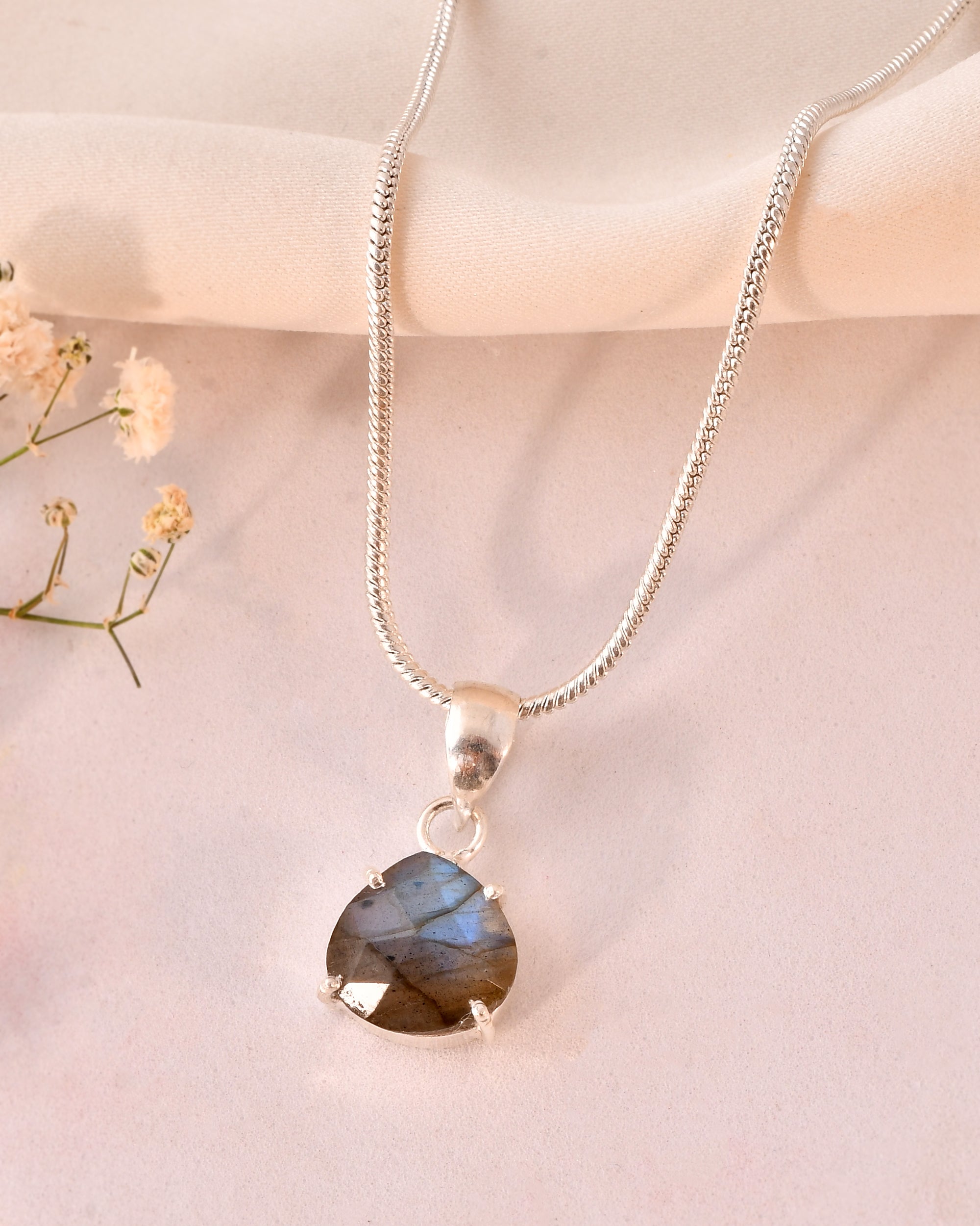 Natural Faceted Labradorite Pendant