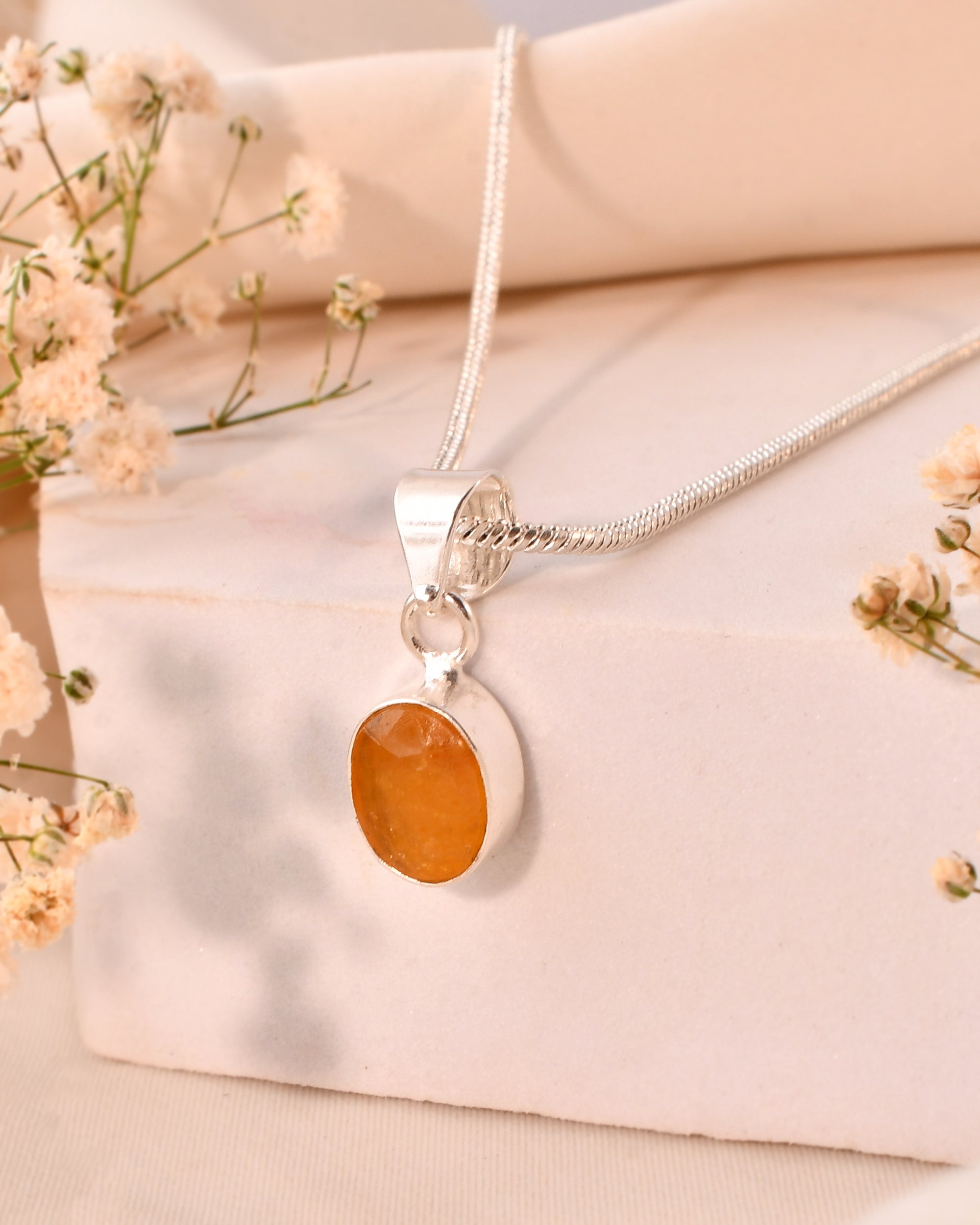 Natural Faceted Carnelian Pendant