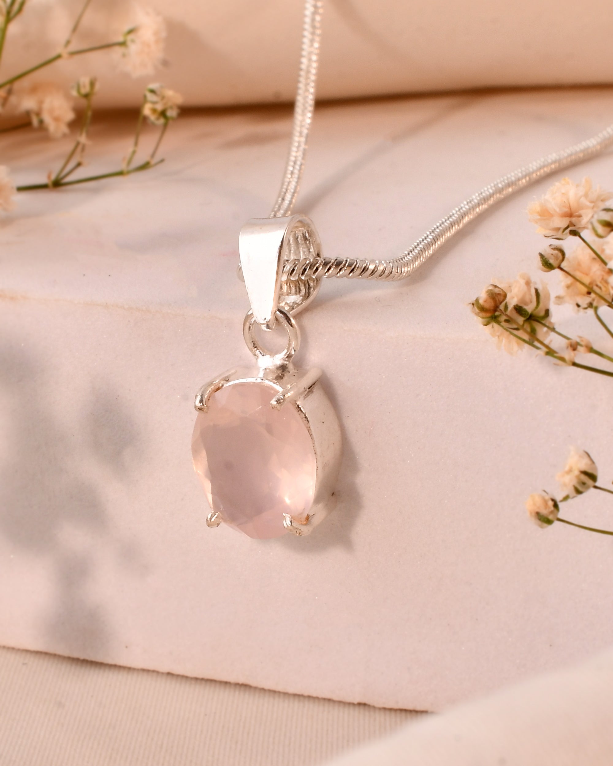 NATURAL ROSE FACETED  PENDANT