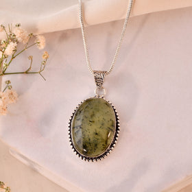 NATURAL PREHNITE  PENDANT