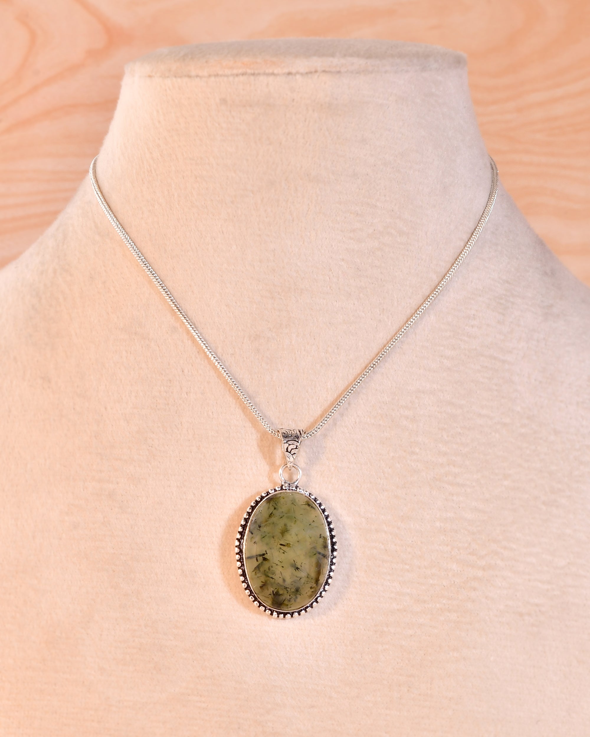 NATURAL PREHNITE  PENDANT
