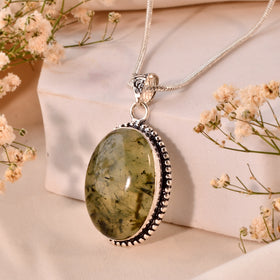 NATURAL PREHNITE  PENDANT