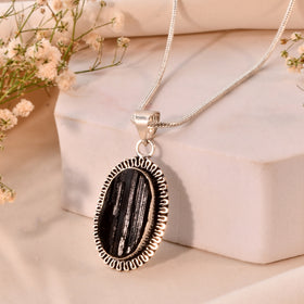 Natural Black Tourmaline Pendant Oval Shape