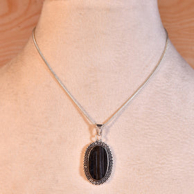 Natural Black Tourmaline Pendant Oval Shape