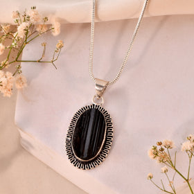 Natural Black Tourmaline Pendant Oval Shape