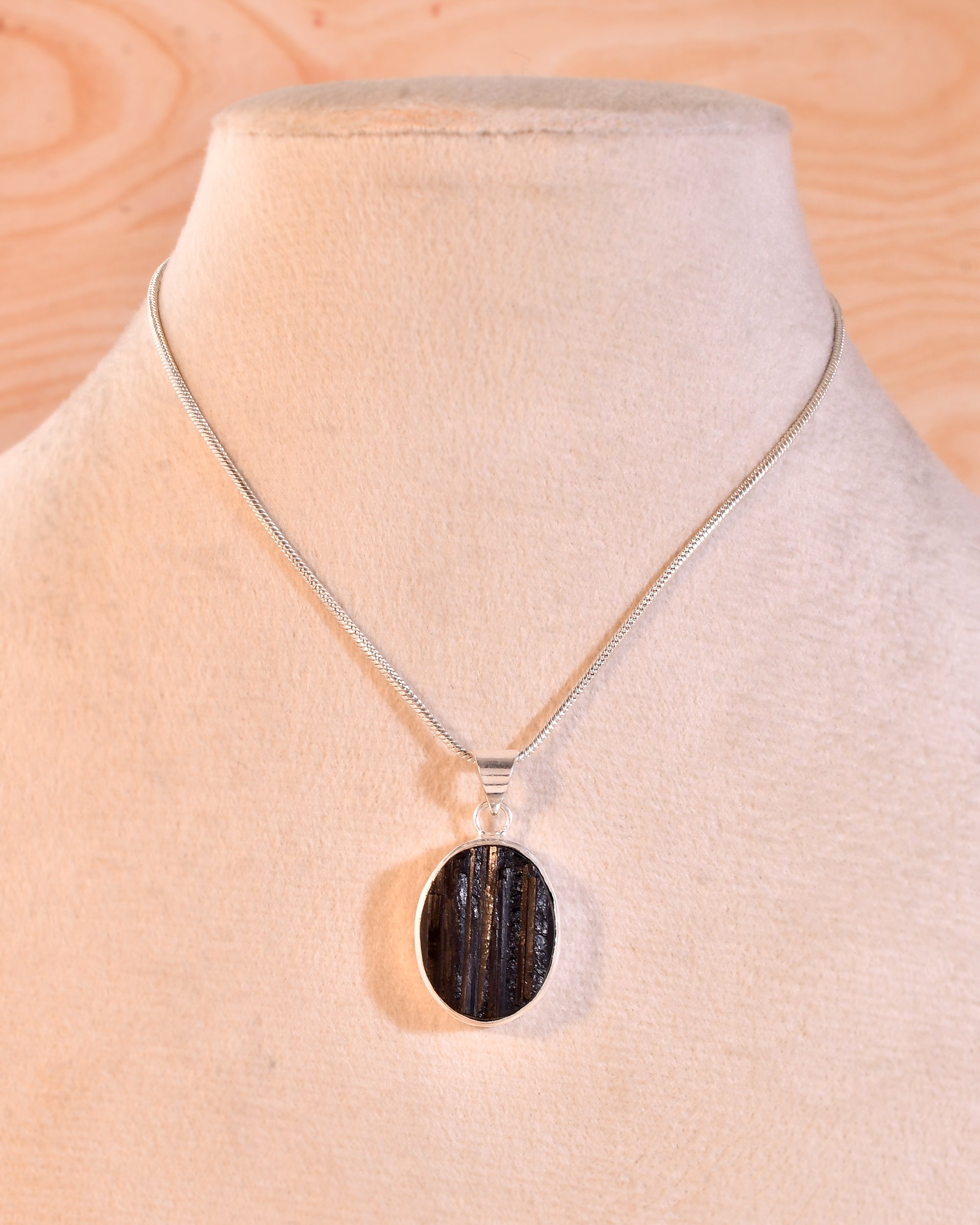 Natural Black Tourmaline Pendant Oval Shape