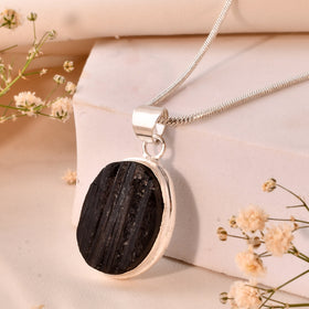 Natural Black Tourmaline Pendant Oval Shape