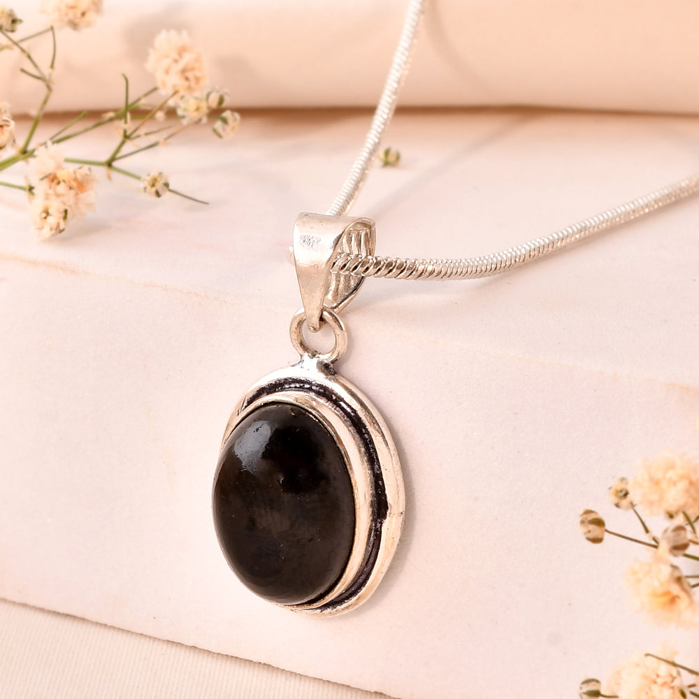 Natural Black Tourmaline Pendant Oval Shape