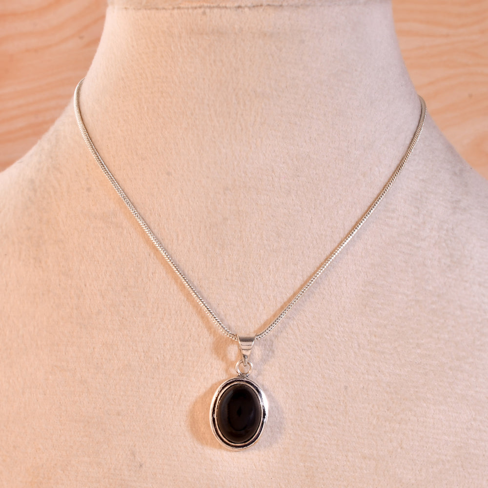 Natural Black Tourmaline Pendant Oval Shape