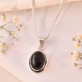 Natural Black Tourmaline Pendant Oval Shape