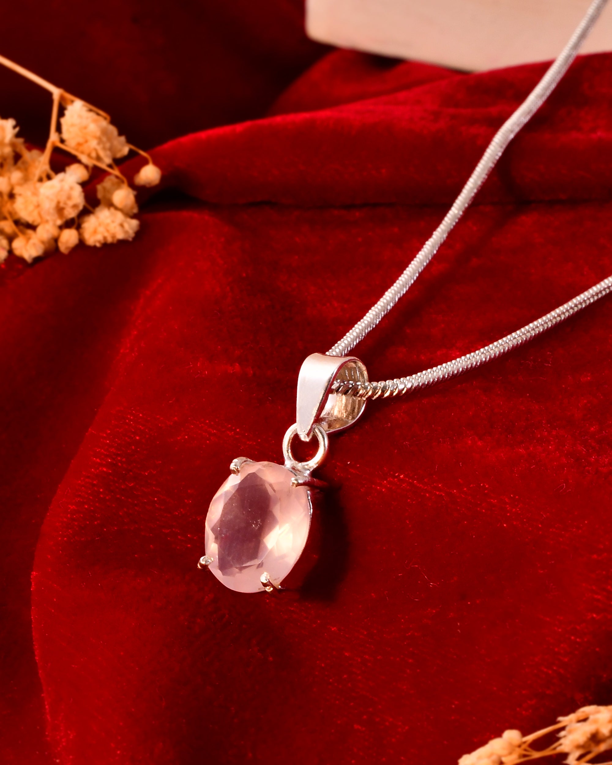 Natural Facited Rose quartz Pendant