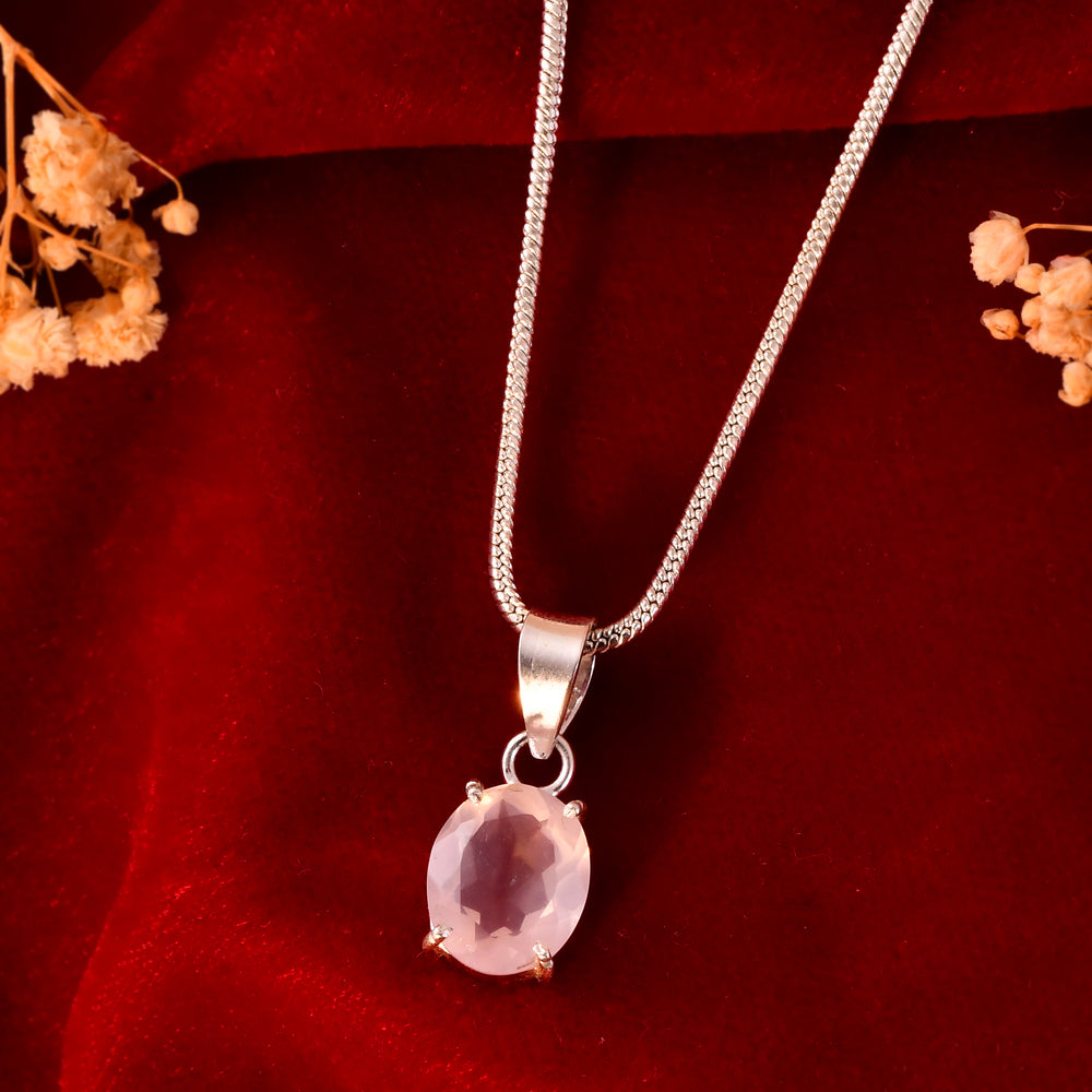 Natural Facited Rose quartz Pendant
