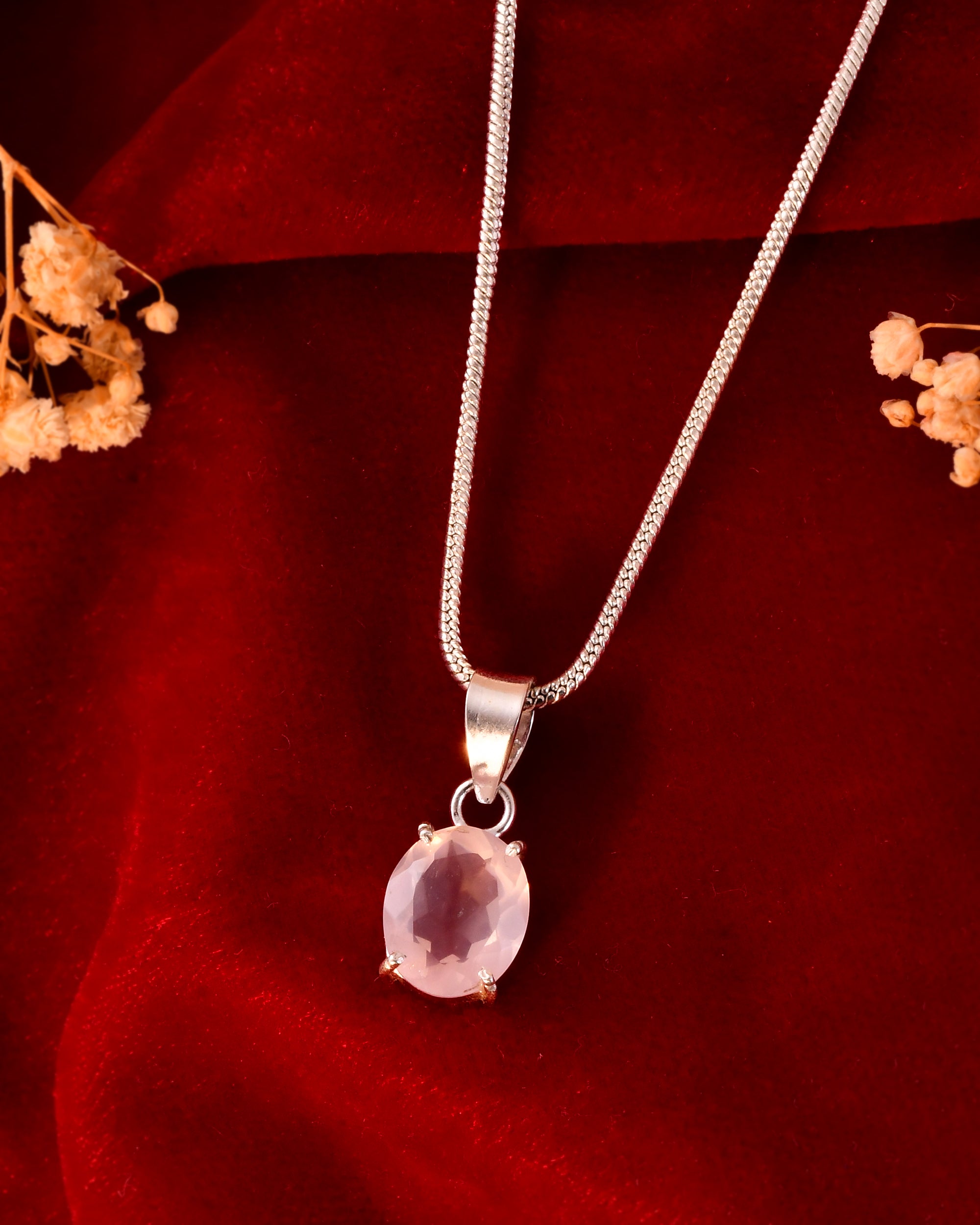Natural Facited Rose quartz Pendant