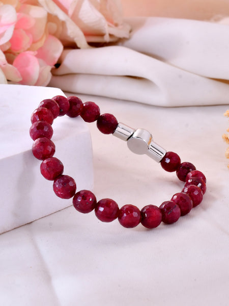 Ruby Faceted Bracelet With Magnet Lock