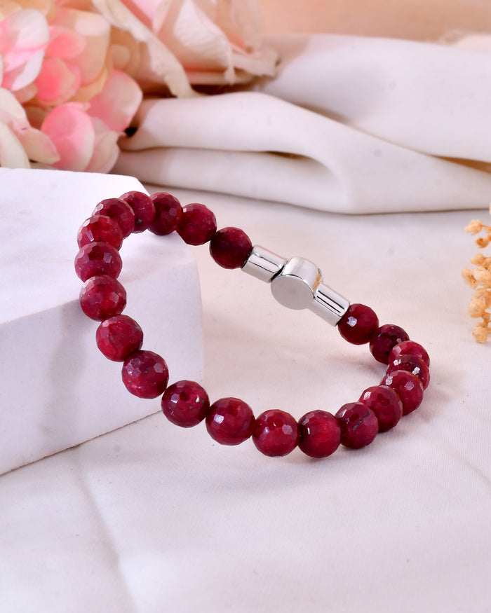 Ruby Faceted Bracelet With Magnet Lock
