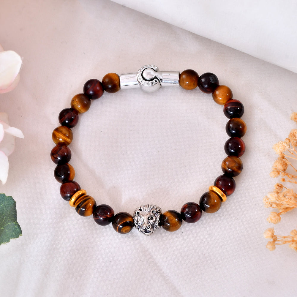 Tiger Eye Lion Bracelet With Magnetic Lock