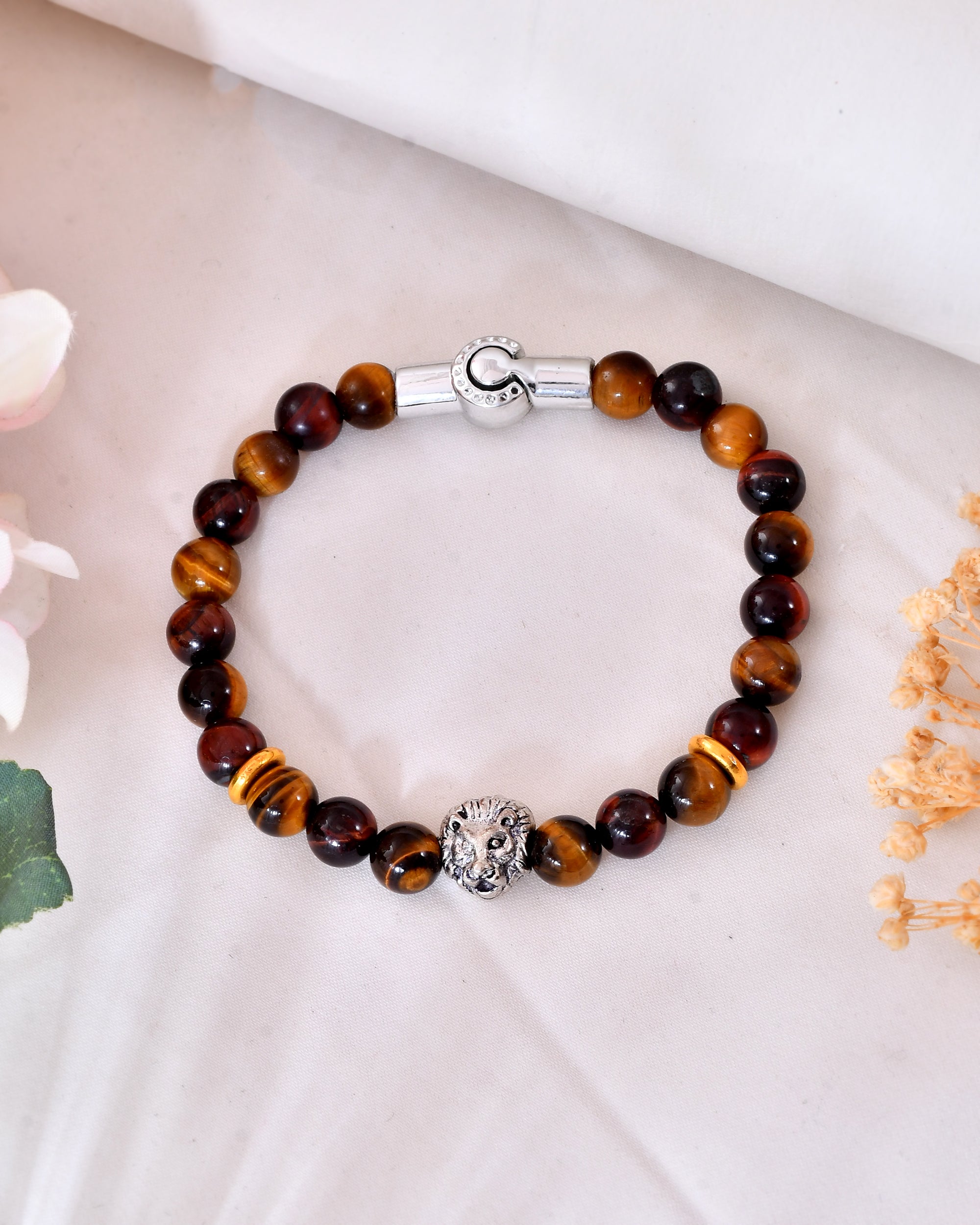 Tiger Eye Lion Bracelet With Magnetic Lock