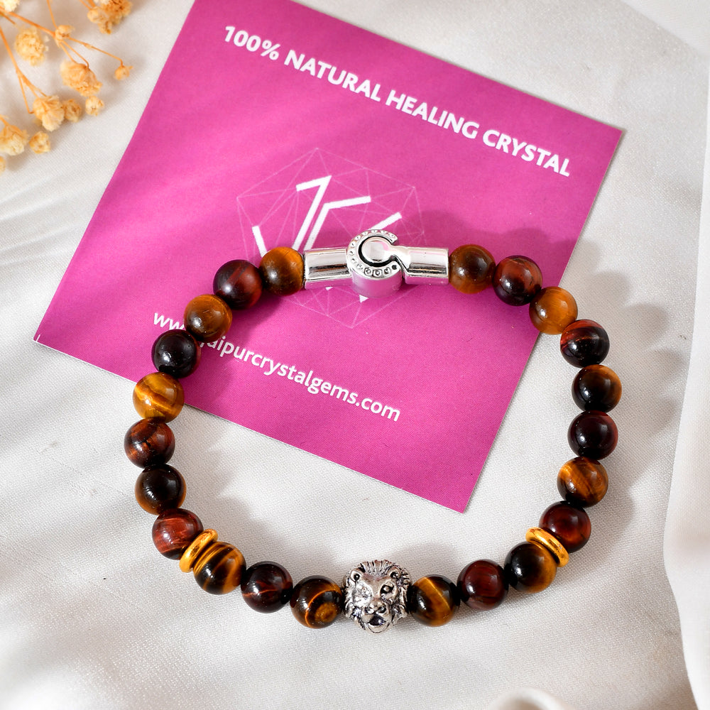 Tiger Eye Lion Bracelet With Magnetic Lock