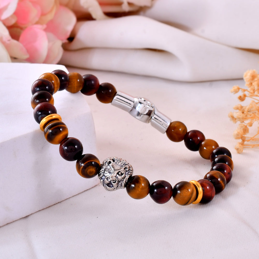Tiger Eye Lion Bracelet With Magnetic Lock
