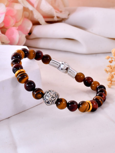 Tiger Eye Lion Bracelet With Magnetic Lock