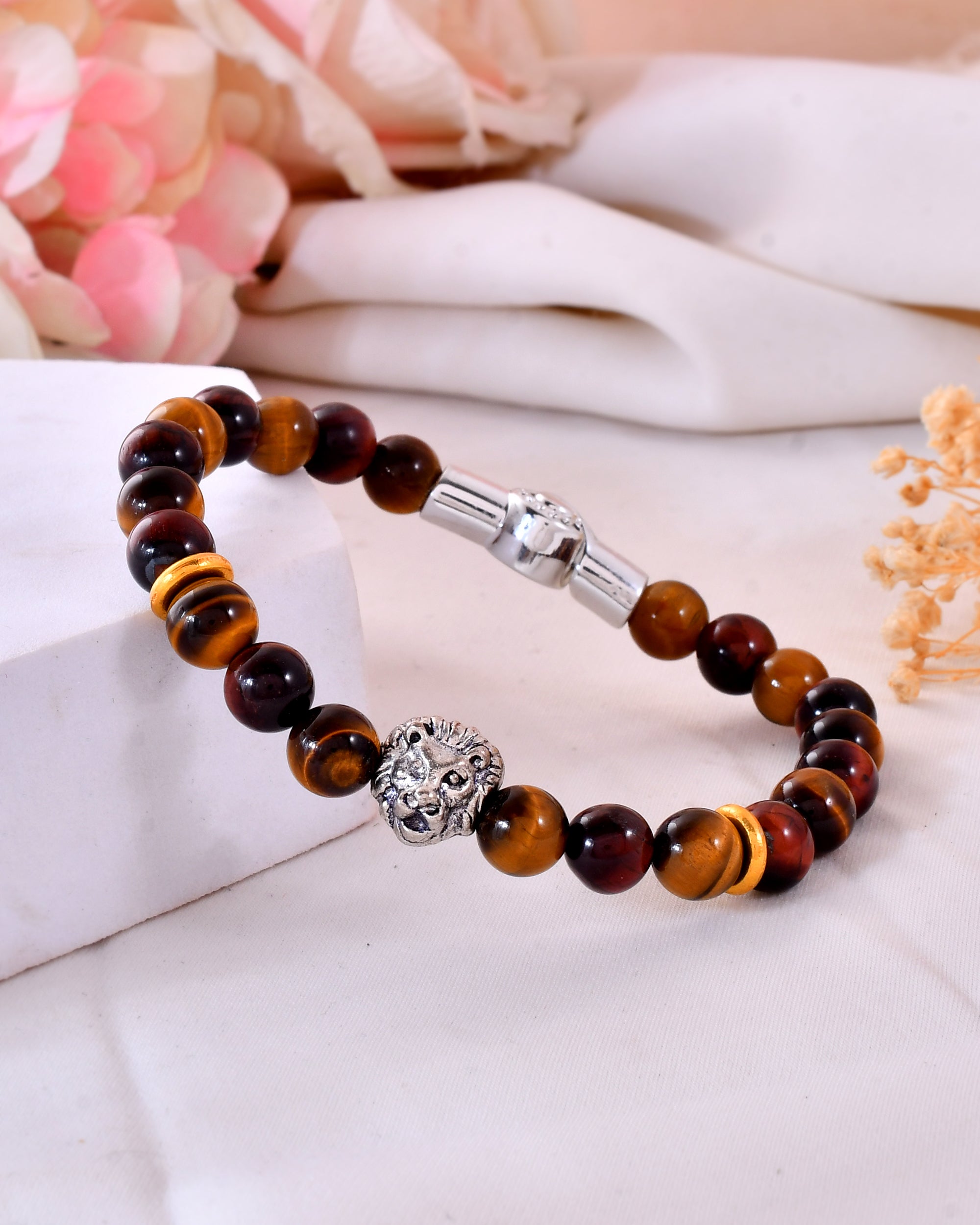 Tiger Eye Lion Bracelet With Magnetic Lock